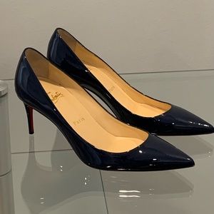 Christian Louboutin Decollete 70mm Patent Leather Night/Navy . Size 37. USA 7